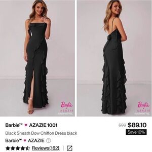 Azazie Black Ruffle Dress - Barbie